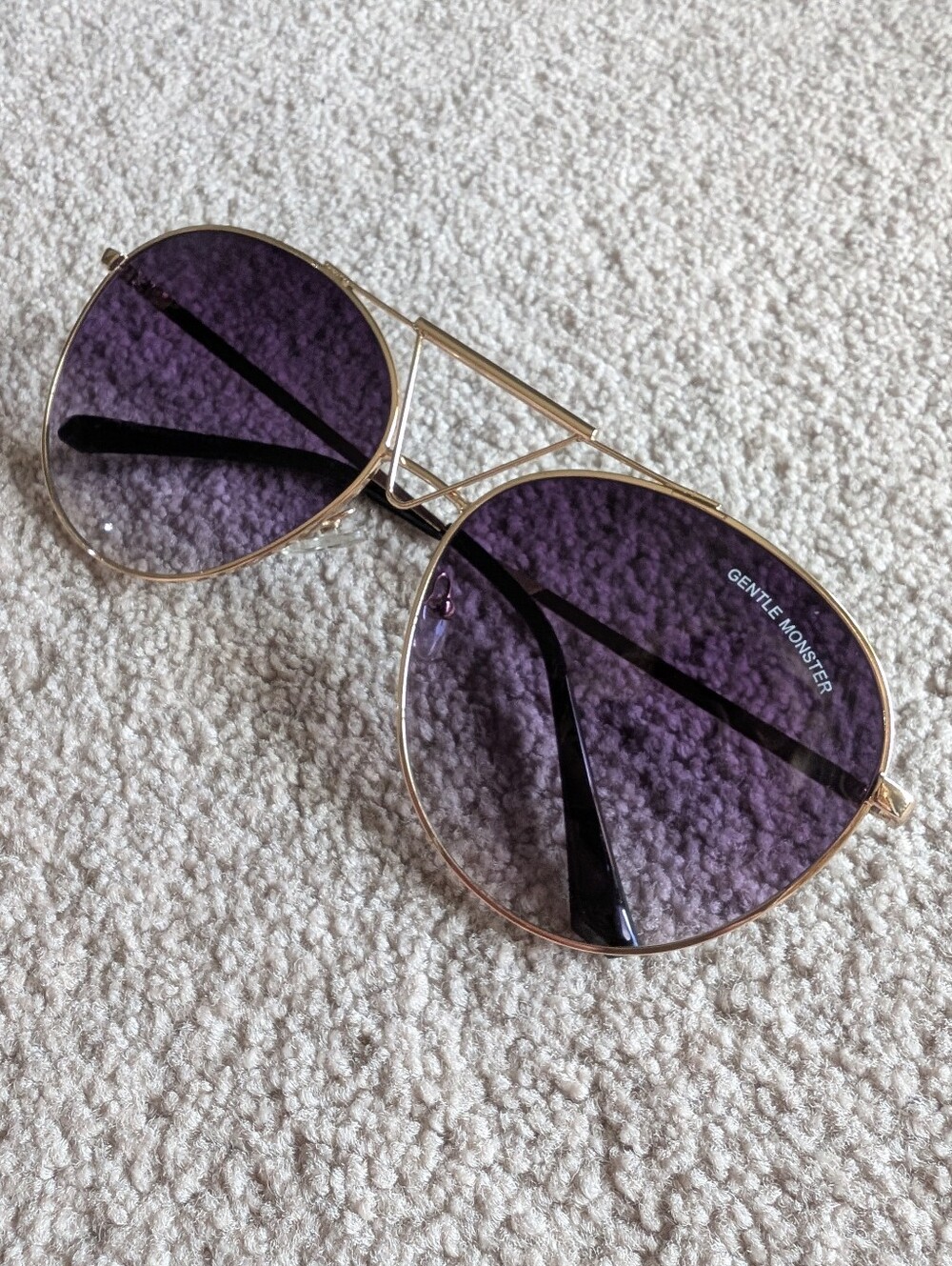 GENTLE MONSTER Purple Gradient Lens Gold Frame Aviator Designer Artsy Sunglasses